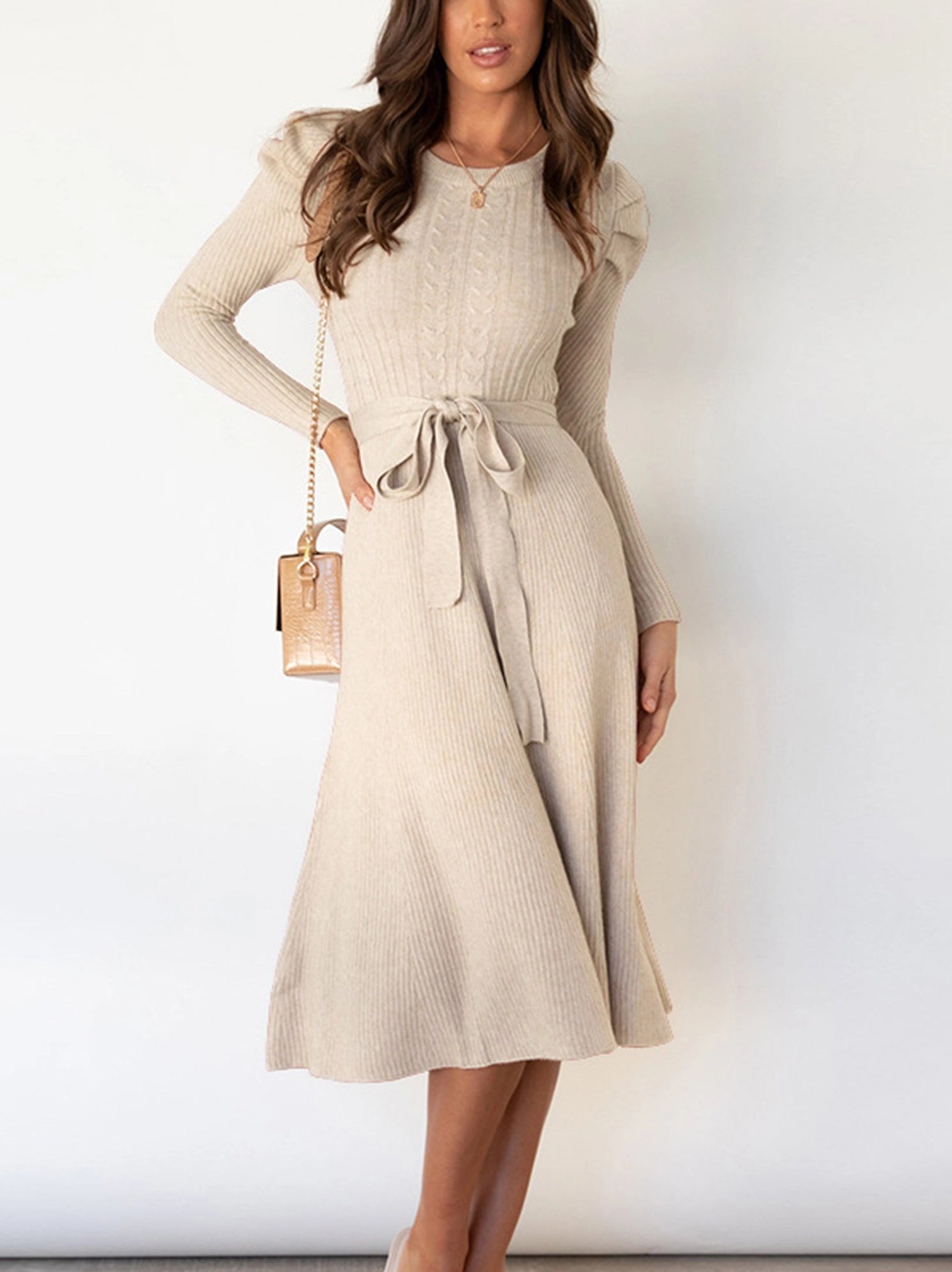 Bubble Long Sleeve Knitted Dress