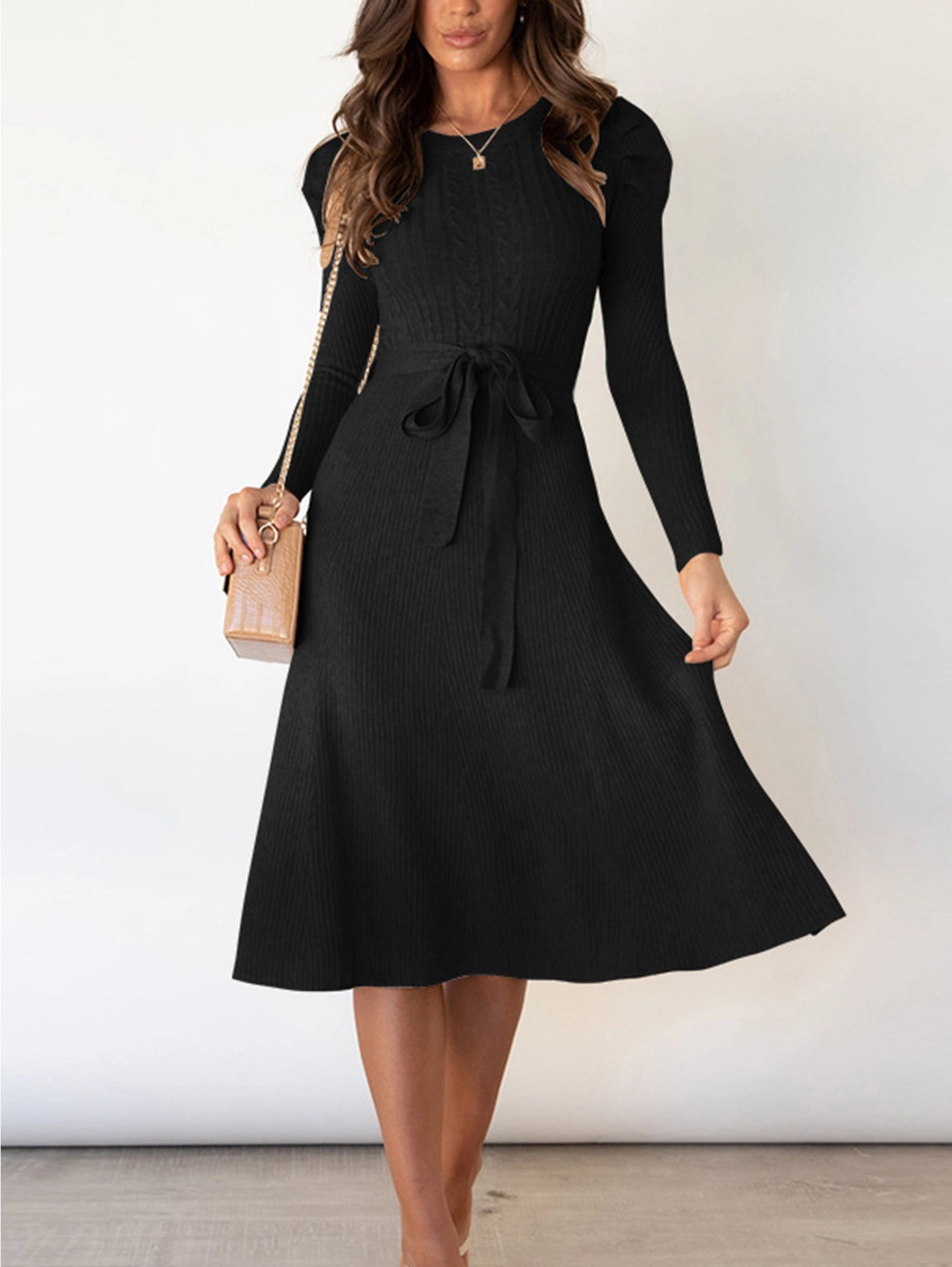 Bubble Long Sleeve Knitted Dress
