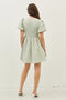 Bubble Textured Bow Tie Front Mini Dress with Bubble Sleeves SAGE-Dress-idem ditto-S-SAGE-Urbanheer