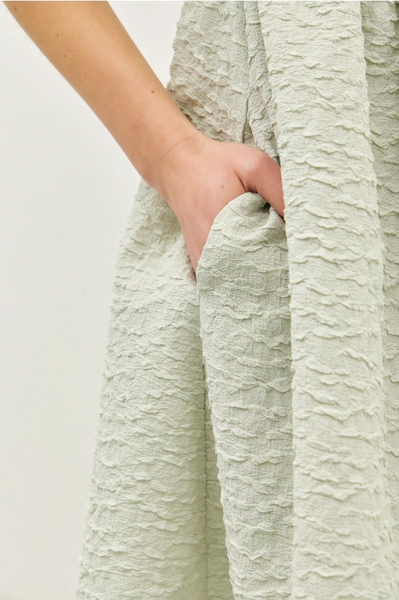 Bubble Textured Bow Tie Front Mini Dress with Bubble Sleeves SAGE-Dress-idem ditto-S-SAGE-Urbanheer