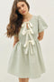 Bubble Textured Bow Tie Front Mini Dress with Bubble Sleeves SAGE-Dress-idem ditto-S-SAGE-Urbanheer