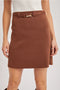 Buckle Belted Knit Straight-Cut Mini Skirt