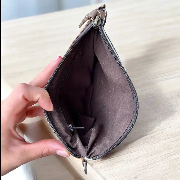 Bull Cowhide & Leather Crossbody Bag-Bag-Western Linens-5.5x8”-Urbanheer