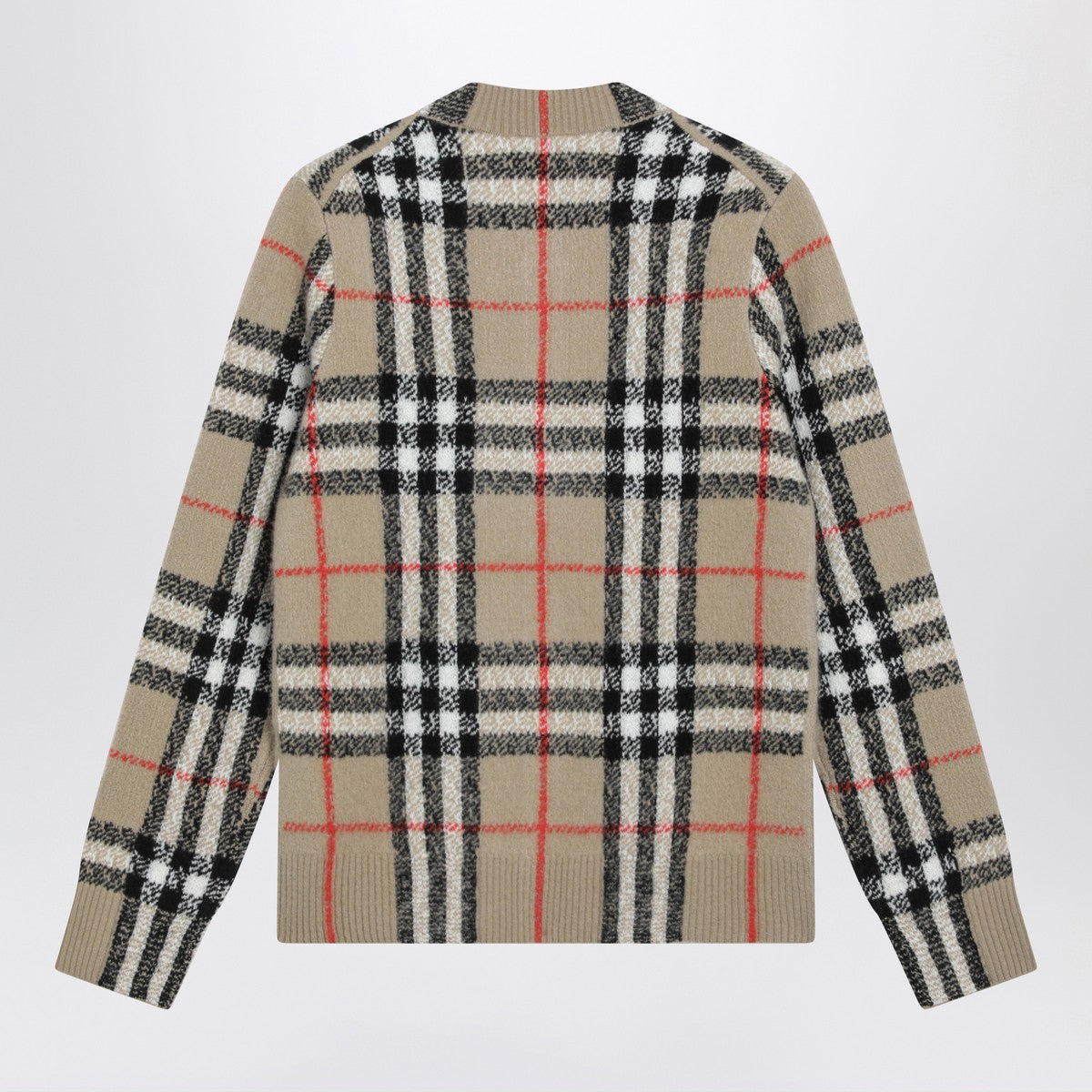 Burberry Beige Check cashmere and wool cardigan