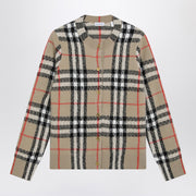 Burberry Beige Check cashmere and wool cardigan