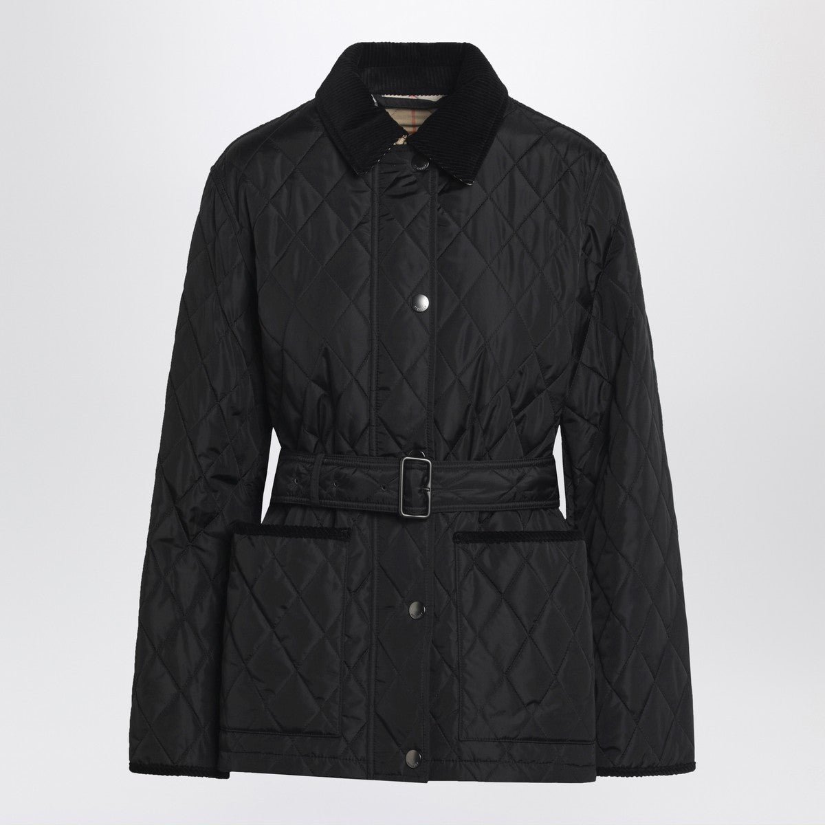 Burberry Black quilted jacket with belt
