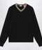 Burberry Black wool sweater with Check motif neckline