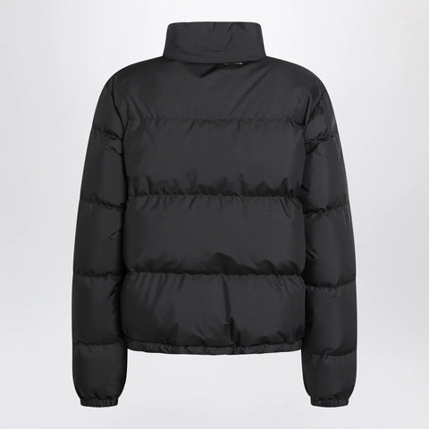 Burberry Black zip-up puffer jacket with Check detail