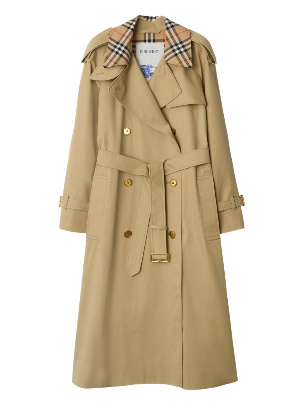 Burberry Castleford Medium Trench Coat with Check Collar