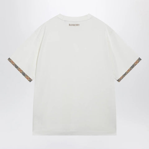 Burberry Cotton jersey T-shirt with Check trim in chalk