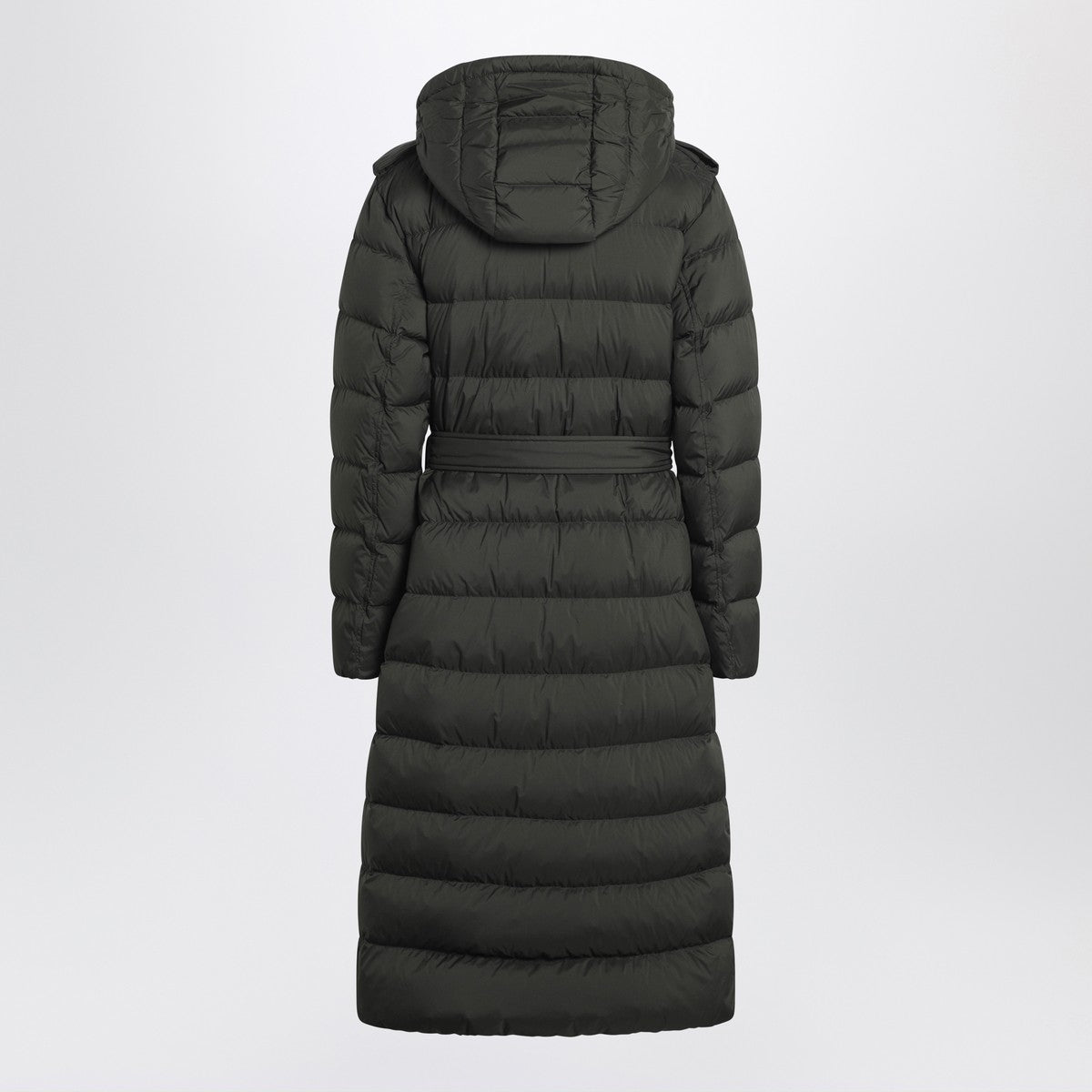 Burberry Dark green double-breasted padded coat with belt