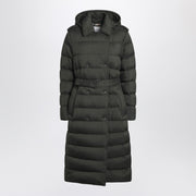Burberry Dark green double-breasted padded coat with belt