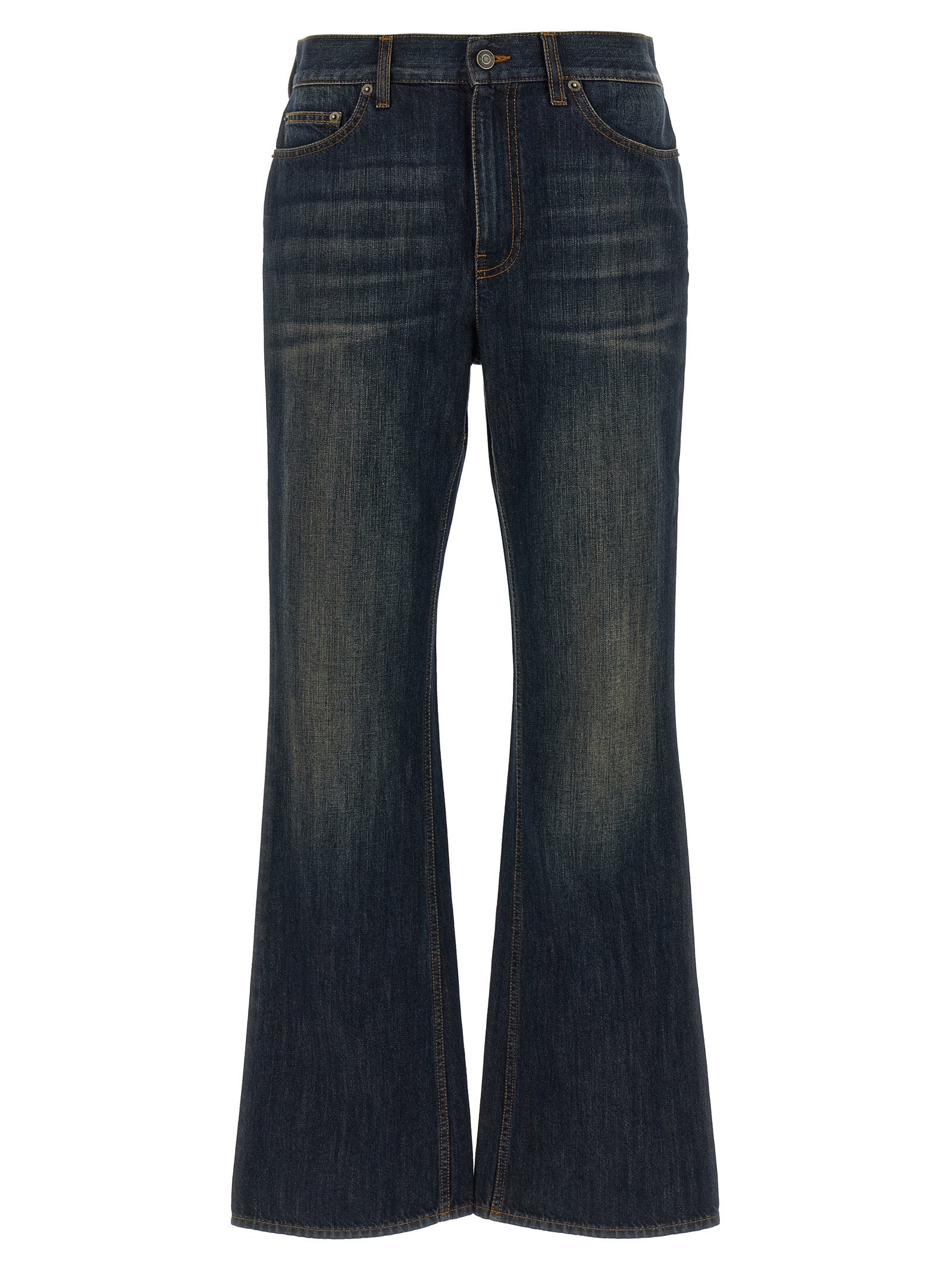 Stone-Washed Stretch Denim Jeans