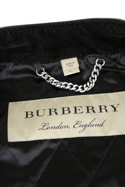 Burberry Men's Black Leather Diamond Quilted Biker Jacket
