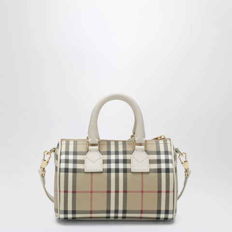 Burberry Mini Vintage Check bowling bag in coated cotton beige
