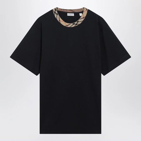 Burberry Navy T-shirt with Check trims