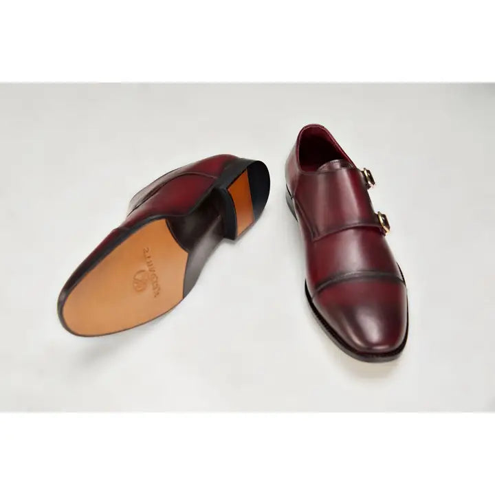 (Burgundy) Double Monk Strap-Shoe-keldante-9-Burgundy-Urbanheer