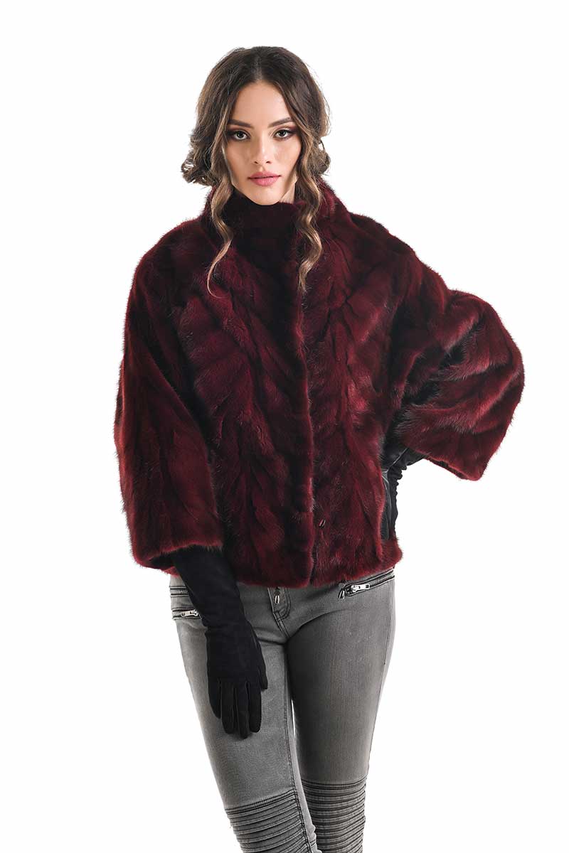 Burgundy Genuine Mink Fur Jacket-Fur Jackets-Buy Me Fur Ltd-Burgundy-S-Genuine Mink Fur-Urbanheer