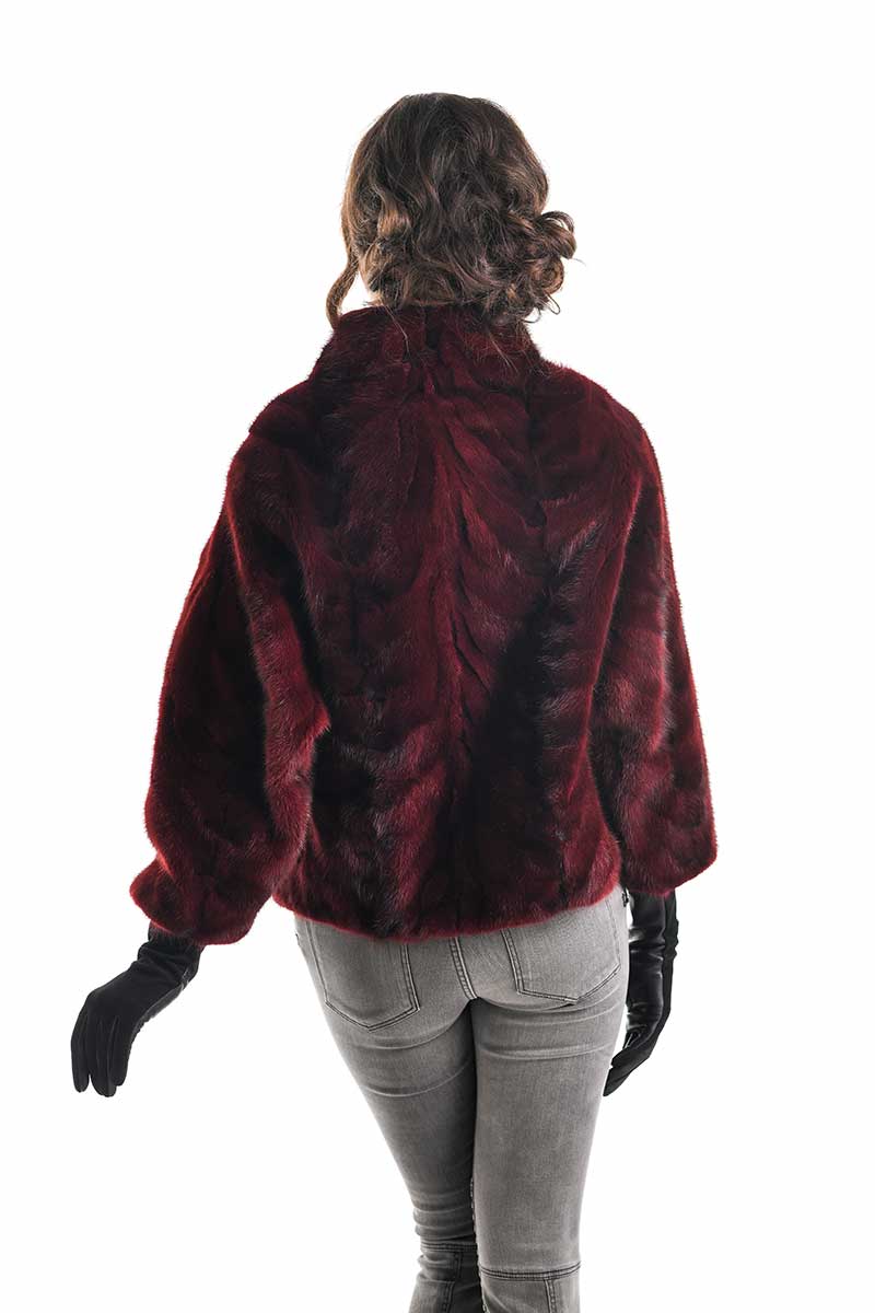 Burgundy Genuine Mink Fur Jacket-Fur Jackets-Buy Me Fur Ltd-Burgundy-S-Genuine Mink Fur-Urbanheer
