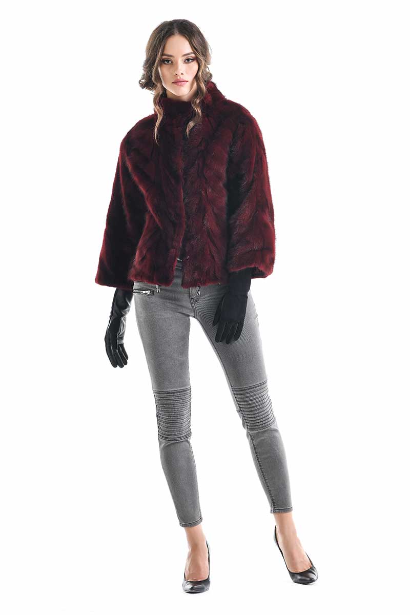 Burgundy Genuine Mink Fur Jacket-Fur Jackets-Buy Me Fur Ltd-Burgundy-S-Genuine Mink Fur-Urbanheer