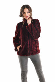 Burgundy Luxury Genuine Mink Fur Jacket-Fur Jackets-Buy Me Fur Ltd-Burgundy-S-Genuine Mink Fur-Urbanheer