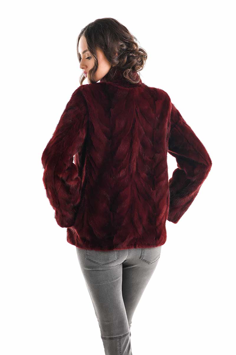 Burgundy Luxury Genuine Mink Fur Jacket-Fur Jackets-Buy Me Fur Ltd-Burgundy-S-Genuine Mink Fur-Urbanheer