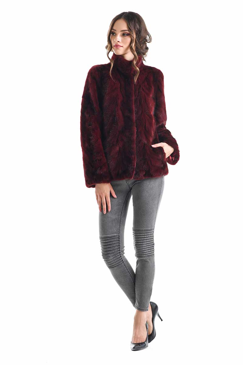 Burgundy Luxury Genuine Mink Fur Jacket-Fur Jackets-Buy Me Fur Ltd-Burgundy-S-Genuine Mink Fur-Urbanheer