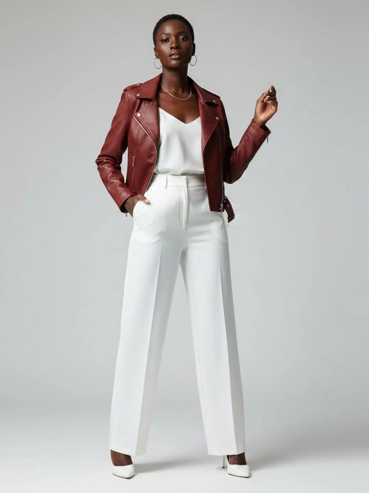 Burgundy Vegan Leather Biker Jacket Mulberry: New Colección Couture in Nolita - Bymanyc ® New York