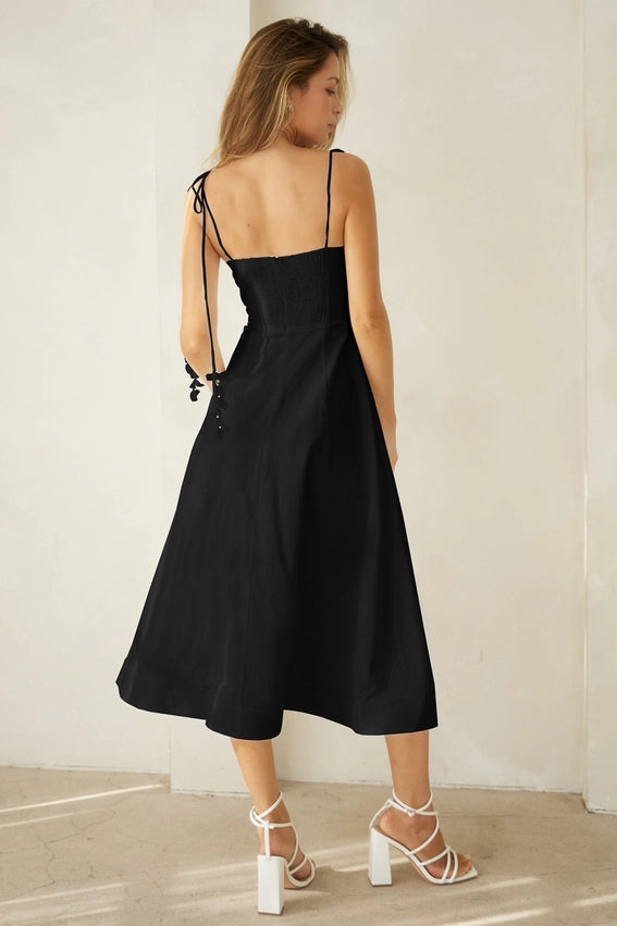 Bustier Shoulder Tie Dress-Dress-Endless Blu-S-Black-Urbanheer