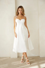 Bustier Shoulder Tie Dress White-Dress-Endless Blu-S-White-Urbanheer