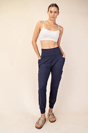 Butter Jogger with Side Pockets Navy-Jogger-Rae Mode-S-Urbanheer