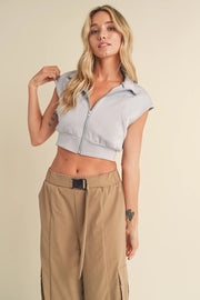 Butter-Soft Cropped Scuba Sleeveless Jacket Light Blue-Jacket-Kimberly C-S-Urbanheer