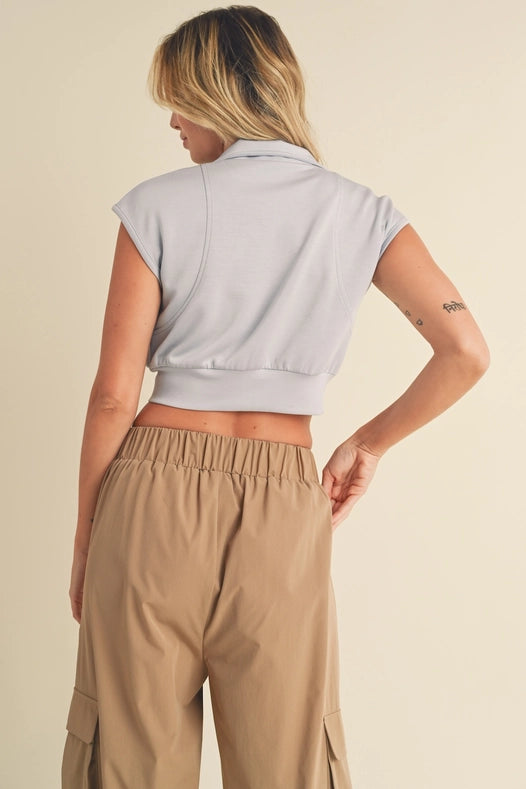 Butter-Soft Cropped Scuba Sleeveless Jacket Light Blue-Jacket-Kimberly C-S-Urbanheer