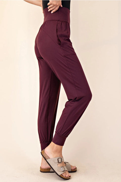 Butter Soft Joggers with Pockets Cassis-Joggers-Rae Mode-S-Urbanheer