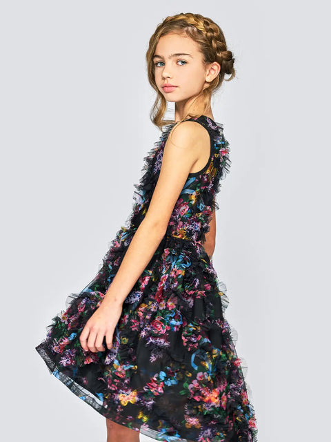 Butterfly High Low Hem Mesh Dress