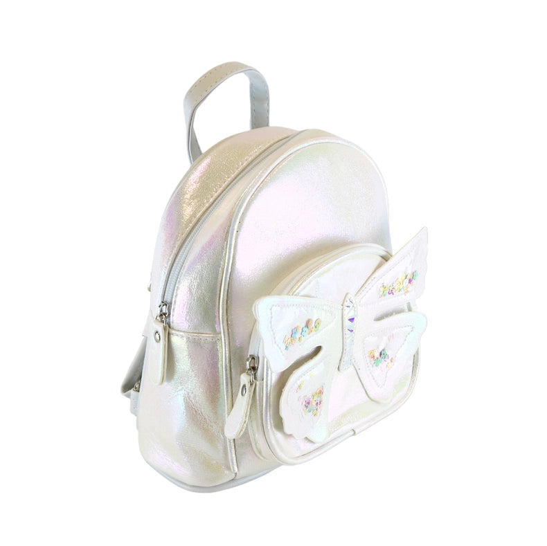 Butterfly Iridescent Backpack White-Backpacks-Doe a Dear-8-3/4" Height x 8" Width x 4" Depth-Urbanheer