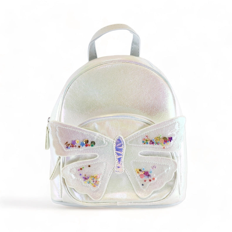 Butterfly Iridescent Backpack White-Backpacks-Doe a Dear-8-3/4" Height x 8" Width x 4" Depth-Urbanheer