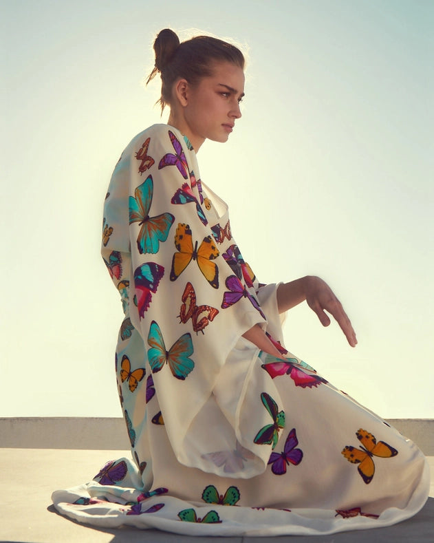 Butterfly Maxi Kimono - White-Kimono-Meghan Fabulous-XS-White-Urbanheer