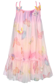 Butterfly Mesh Print Dress-Dress-Hannah Banana-12M-PINK MULTI-Urbanheer