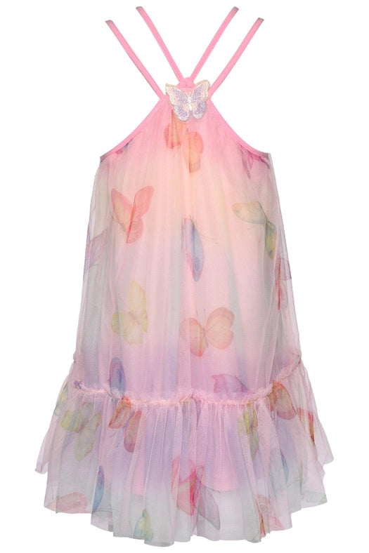 Butterfly Mesh Print Dress-Dress-Hannah Banana-12M-PINK MULTI-Urbanheer