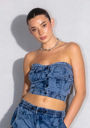 Butterfly Printed Tube Top-TOP-Vibrant M.i.U-S-Medium Stone-Urbanheer