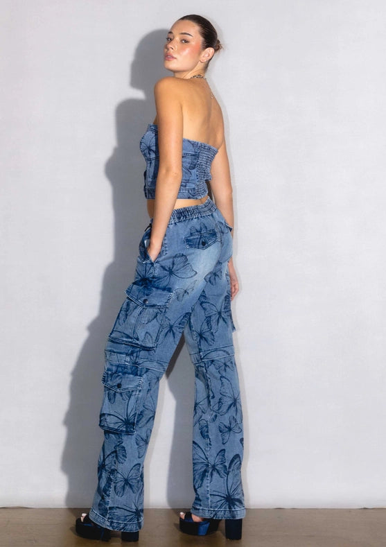 Butterfly Printed Tube Top-TOP-Vibrant M.i.U-S-Medium Stone-Urbanheer