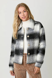 Button Down Checker Jacket Ivory/Black-Jacket-Mystree-S-Urbanheer