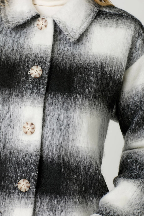 Button Down Checker Jacket Ivory/Black-Jacket-Mystree-S-Urbanheer