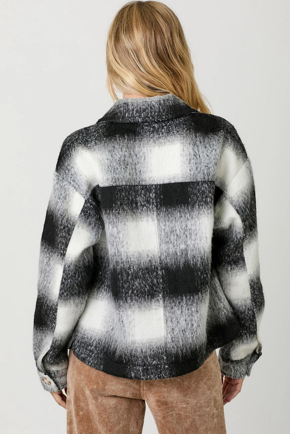 Button Down Checker Jacket Ivory/Black-Jacket-Mystree-S-Urbanheer