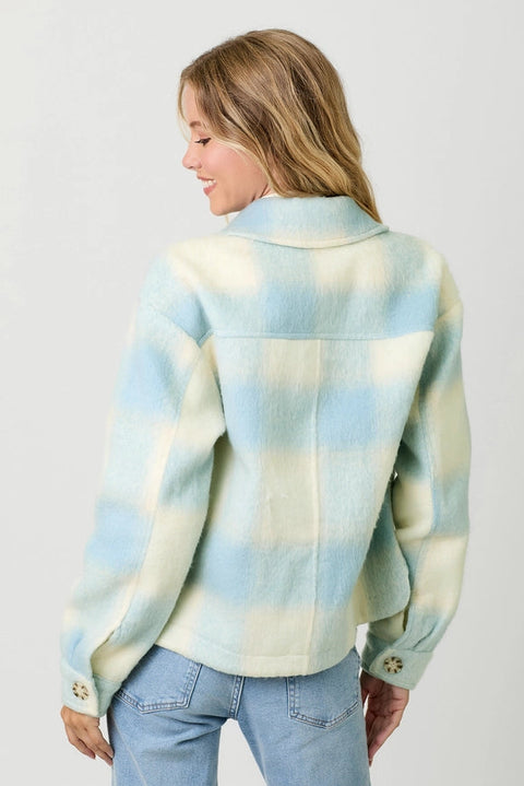Button Down Checker Jacket Ivory/Soft Blue-Jacket-Mystree-S-Urbanheer