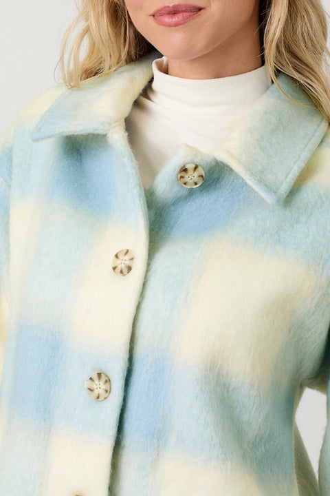 Button Down Checker Jacket Ivory/Soft Blue-Jacket-Mystree-S-Urbanheer