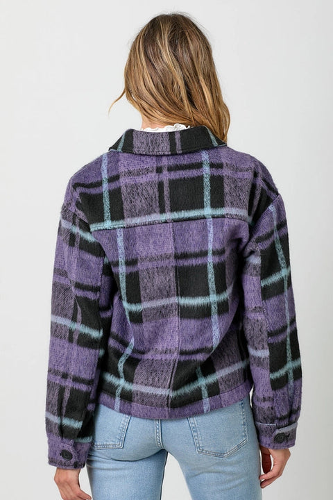 Button Down Checker Jacket Violet-Jacket-Mystree-S-Urbanheer