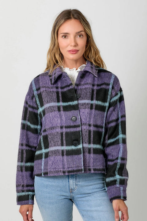 Button Down Checker Jacket Violet-Jacket-Mystree-S-Urbanheer