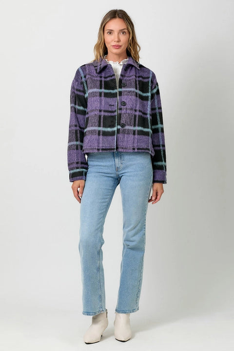 Button Down Checker Jacket Violet-Jacket-Mystree-S-Urbanheer